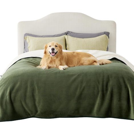 Couverture Chien Plaid Imperméable Réversible, 229x218cm Vert Olive (1/5)