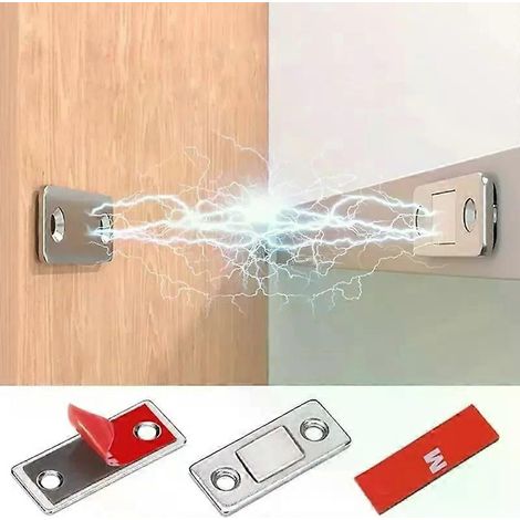2er-Pack ultradünne magnetische Schrankverschlüsse mit Klebefläche, Schubladenmagnete für Küchen- und Schranktüren, magnetische Türschließer (1/4)