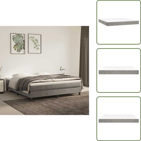 The Living Store Materasso a Molle Insacchettate Rigidità Media Grigio Chiaro 160x210x20 cm in Velluto - Materasso in velluto