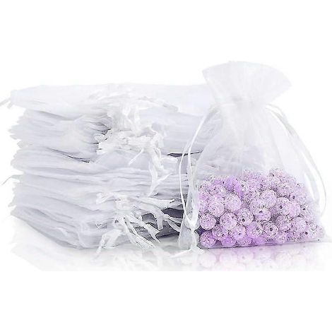 Sachets en organza 10 x 11,7 cm, lot de 60 sachets blancs, pochettes cadeaux, pochettes à bijoux, sachets de mariage, sachets de lavande, cadeaux d'invités (1/5)