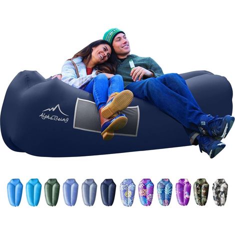 Chaise Longue Gonflable, Accessoires de Chaise de Plage, canapé Gonflable pour Camping, arrière-Cour, Bord de lac avec Sacs de Compression, pour Les Adultes (1/5)