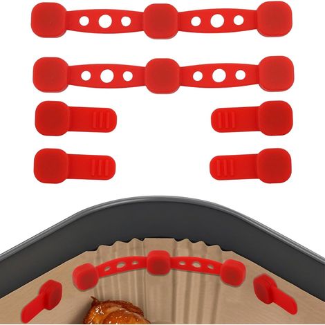 Paquete de 2 aros magnéticos universales de silicona reutilizables y resistentes al calor para freidora de aire (rojos)