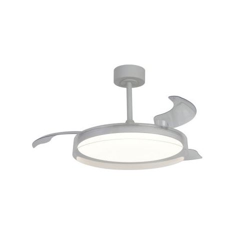 Mantra Ventilador de techo plafón LED GLASS FAN M blanco transparente Ø1320mm 35W 3000lm CCT regulable DC