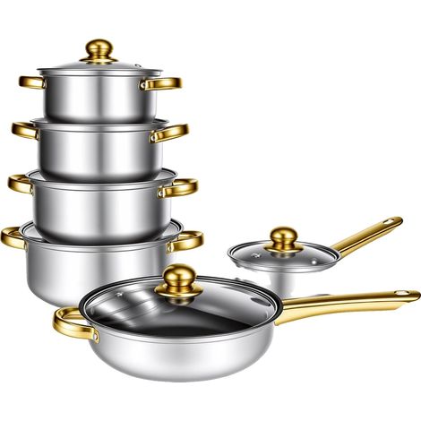 Ensemble de Casseroles, Acier Inoxydable, Design Antiadhésif, ensemble de 6 pièces (1/2)