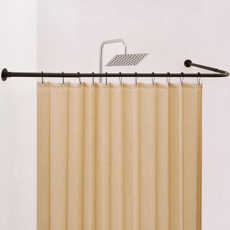 Barre de Douche Angle en L, Réglable [61-134 cm] x [61-134 cm] & Angle 90°, Tringle Douche Angle Traitement Antirouille, pour Salle de Bain, Baignoire, Camping-Car (1/5)