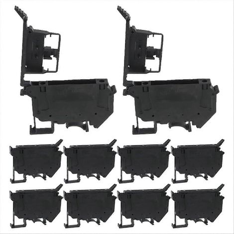 Jeu de 10 bornes fusibles DIN UK5RD avec voyant LED, noir, rail symétrique (1/5)