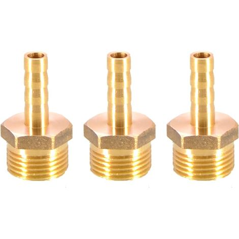 Lot de 3 raccords de tuyau cannelés en laiton coupleur connecteur 6 mm vers 3/8&34 filetage mâle BSP raccord de mamelon de tuyau adaptateur de tuyau