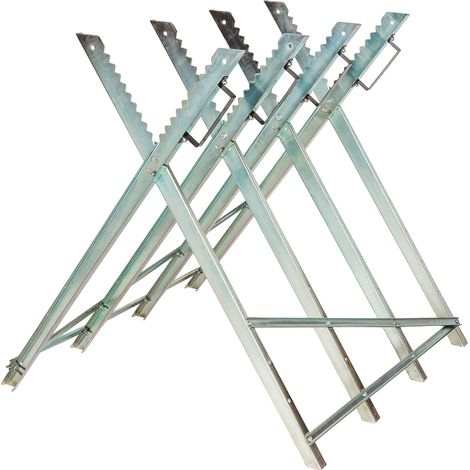 Chevalet de sciage tréteau 4 supports en métal gris