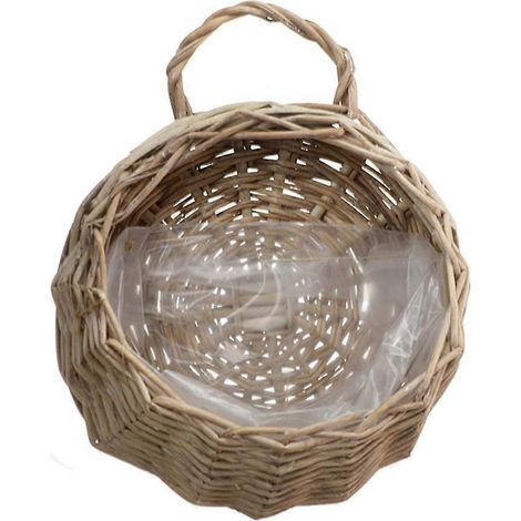 Handgefertigter Wandkorb aus Rattan für Trockenblumen, natürliche Hängedekoration, handgefertigter Behälter für Trockenblumensträuße.