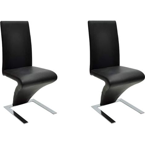 Lot de 2 Chaises de salle à manger - Chaises de cuisine noir similicuir (1/5)