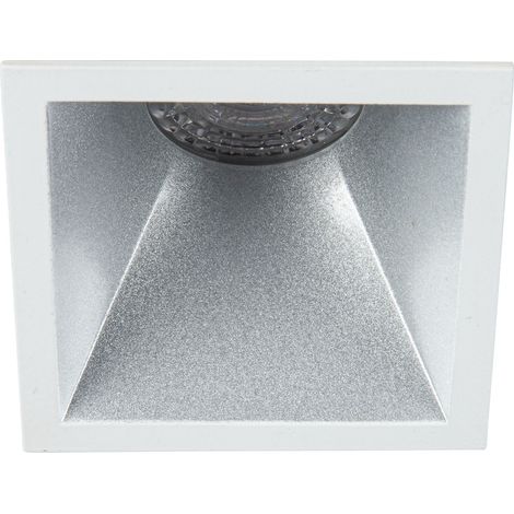 Spot DECO+ ASYM GU10 carré fixe, blanc mat/alu laqué IP20 - EUROPOLE - 28910 (1/4)