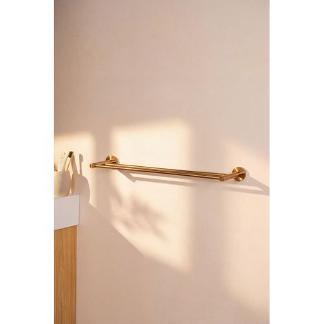 Barre porte serviette double EDEN en inox longueur 60 cm BASS Cuivre brossé