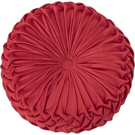 1 coussin de chaise rond rouge de 35 cm de diamètre et 10 cm de hauteur. Coussin d'assise lavable en mousse à mémoire de forme. (1/5)