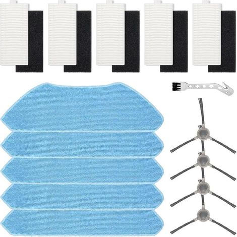 KimSin accessoires pour Lefant M1 pièces de rechange pour aspirateur robot, 5 filtres + 5 Chiffon nettoyage + 4 brosses latérales (1/5)