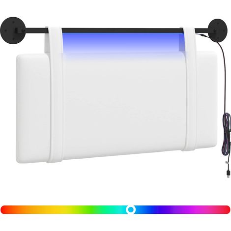 Maison Exclusive - Hängendes Kopfteil Mit LED Licht Weiß Stoff