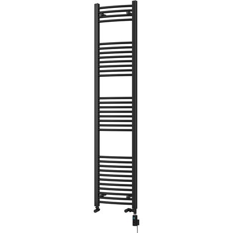 Zennor - Black Dual Fuel Towel Rail H1800mm x W400mm Thermostatic WIFI - Curved (1/3)