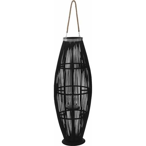 Bougeoir suspendu en bambou noir, 95 cm de hauteur (1/5)