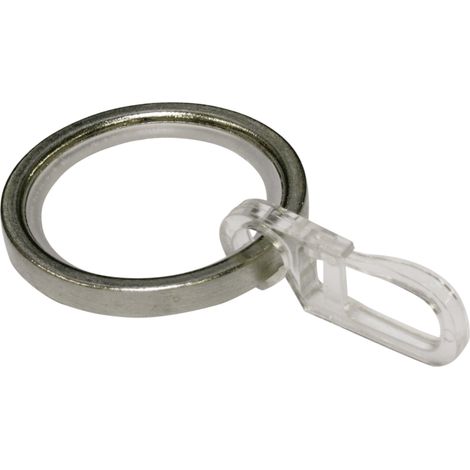GARDINIA Anelli per aste per tende dal diametro di 20 mm, Inserti scorrevoli e ganci inclusi, 10 pezzi, Serie Chicago, 4 mm Larghezza, Metallo, Finitura in acciaio inossidabile (1/4)