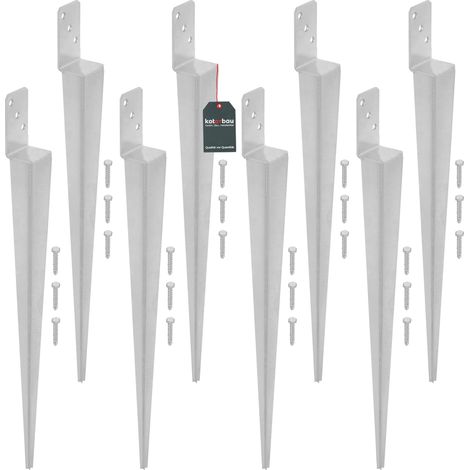 KOTARBAU® Lot de 8 Pièces Support Poteau Bois - Pied de Poteau - 600 mm - Acier Galvanisé - 60 x 110 mm - Argent - pour Clôtures - Pavillons - Pergolas - Résistant à la Corrosion (1/5)