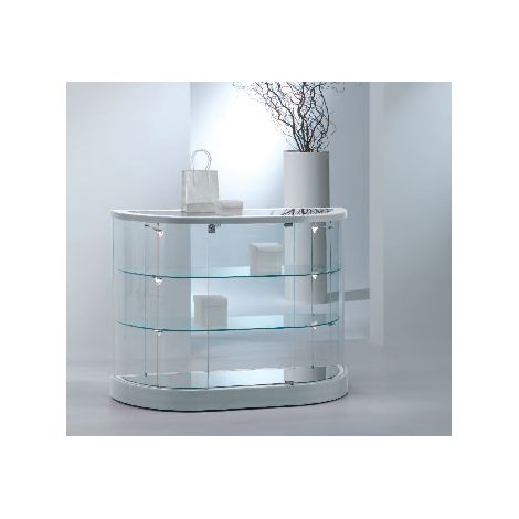 Banco Vetrina Semiovale in Cristallo Temperato con Luci Laterali H 94 cm (1/2)
