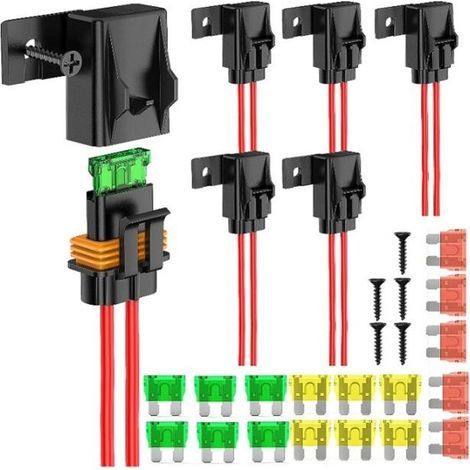 Porte-fusible en ligne , faisceau de câbles 12 AWG étanche IP67, ATC/ATO, porte-fusible à lame 20 A/30 A/40 A pour véhicules, systèmes d'alimentation marine et bus hautes performances (1/5)