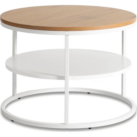 Tavolino da caffè con ripiano, 70 cm, rovere/bianco, stile scandinavo (1/5)
