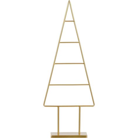Sapin de Noël Décoratif en Métal Doré avec 5 Niveaux pour Suspensions L34 x l12 x H90 cm - PANGIVO (1/3)