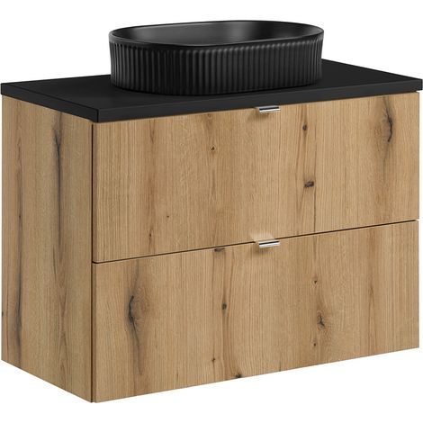 Waschtisch 80cm, in Eiche und schwarz, NEWPORT-56-OAK (1/5)