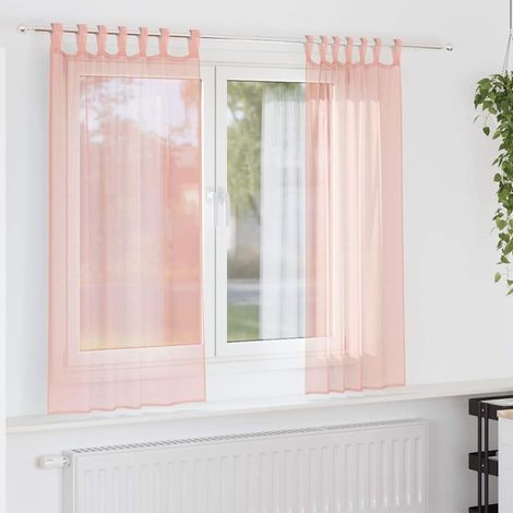 Voile Vorhänge mit Schlaufen 2 Stk. Rosa 140x175 cm