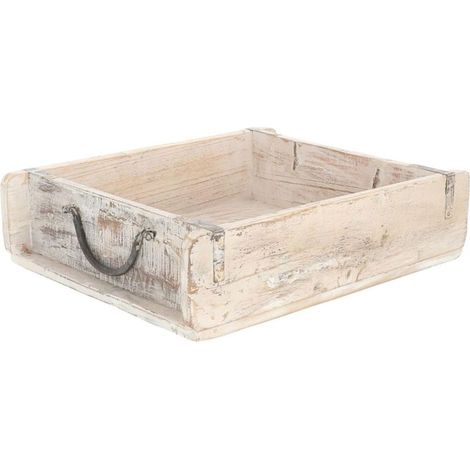 boite en bois vintage blanche 30 x 25 x 8 cm forme brique ancienne grande boite tout usage en bois ancien recyclé chaque forme est unique