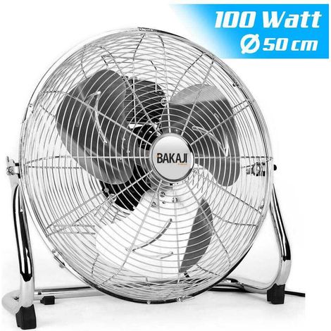 Ventilatore da terra Acciaio 100 W Pale Alluminio 50 cm 3 Velocita Oscillante