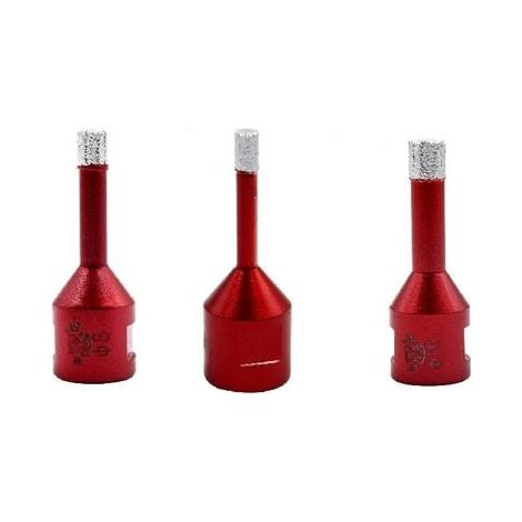 3PCS 6mm/8mm/10mm Vacuum Brazed Diamond Drill Bits with M14 Thread for Dry Drilling in Porcelain, Tile, Granite, and Marble (1/3)