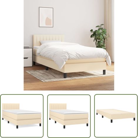 The Living Store Boxspringbett mit Matratze Creme 100x200 cm Stoff - Boxspringbett - Doppelbett - Cremefarbenes Bett - Bettrahmen - Matratze (1/5)