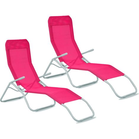 Aga 2x Tumbona de jardín SIESTA Rosa (1/4)