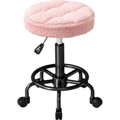 CHICFURN Sgabello da ufficio regolabile in altezza 50-66 cm rosa in poliestere ruote universali 360° (1/5)