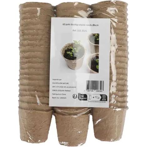 Lot de 60 Pots Biodégradables Ronds Ø6cm pour Semis et Culture