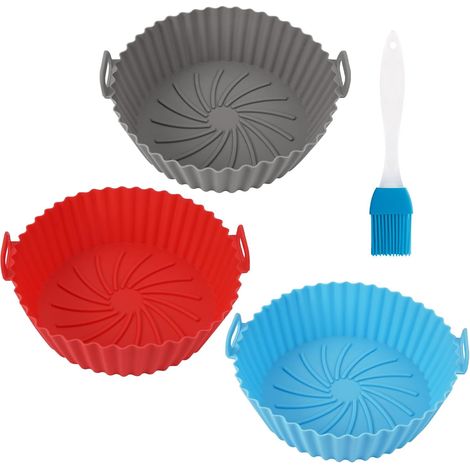 3 Pièces Moule Silicone Air Fryer Accessoires, 16,5cm Moule + Pinceaux (1/5)