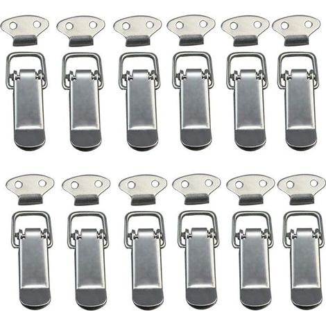 12 PCS Loquet à Bascule Fermoir à Ressort avec Crochet Fermeture à Ressort en Acier Inoxydable pour Coffret, Boîte, Tiroir, Armoire, Trousse médical,Fermeture à Levier, Loquet à Ressort, (1/5)