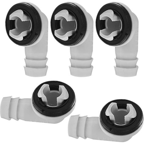 Raccord de Climatiseur 15mm, 5 Pcs Connecteur de Tuyau d'Évacuation à Coude avec Joint en Caoutchouc Anti-Fuite, Embout de Purge Universel pour Unité Extérieure de Climatisation (1/5)