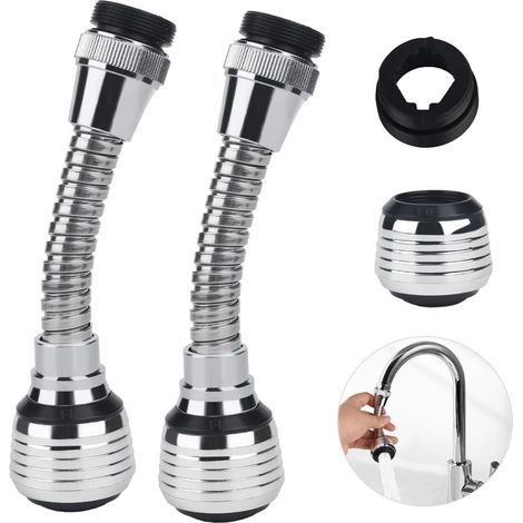 Rallonge de robinet 2 pièces – Prolongateur pivotant 360° – Économiseur d'eau en ABS – Installation facile pour cuisine et salle de bain