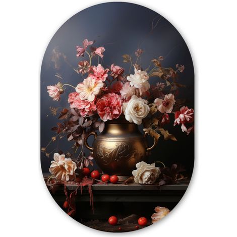 CERCHIO DA PARETE Natura morta - Fiori - Rose - Bouquet - Vaso 80x120 cm (1/3)