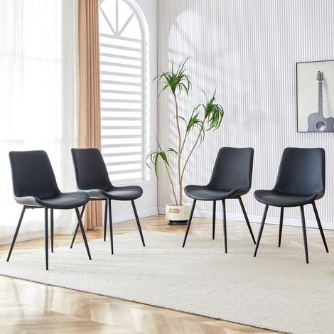 MEUBLIV Set di 4 sedie da pranzo nere - seduta ampia e schienale ergonomico (1/5)