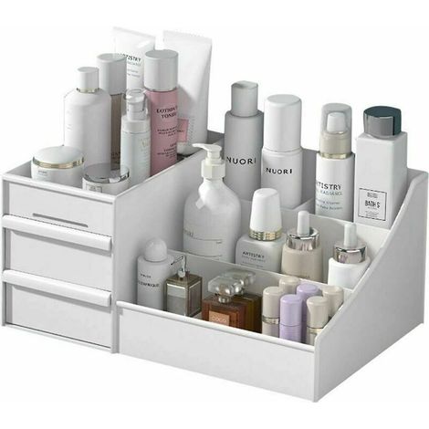 Étagère De Rangement Cosmétique Avec Tiroir Étagère De Rangement De Comptoir Cosmétique (Blanc)