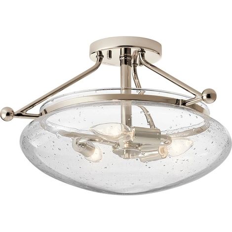 Deckenleuchte Deckenlampe Esszimmerlampe silber Stahl Glas D 26,6 cm 1-flammig (1/4)