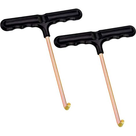 Outil de Traction pour Ressort de Trampoline en Métal – Crochet en T Universel pour Tente et Accessoire de Fixation – Noir – 2 Pièces