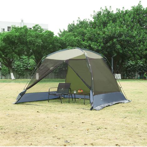 Tonnelle de jardin 305 x 305 x 213 cm – Moustiquaire avec fermeture éclair – Imperméable 1200 mm – Stabilité renforcée avec piquets et haubans (1/5)