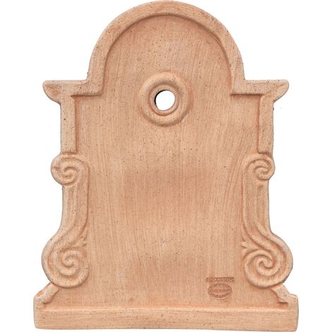 Frontón de terracota 100% Made in Italy 37X47 cm Hecho a mano Parte superior Fuente de terracota Decoración de jardín exterior