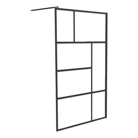 ONDEE ZEN - Paroi de douche FABRILIA - Verre trempé 8mm - Finition Noir mat - 120x200cm (1/4)