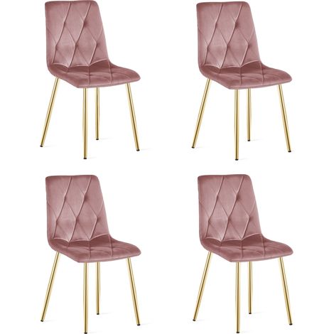 Silla Libra - terciopelo rosa / patas doradas x 4 (1/5)