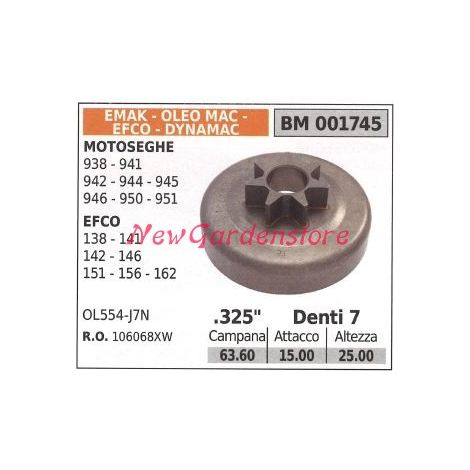 Pignone EMAK motore motosega 938 941 942 944 945 .325' denti 7 001745